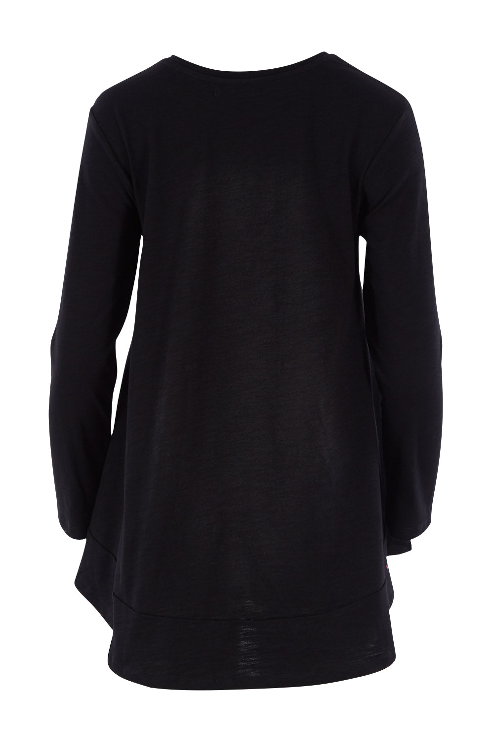Product shot of The Long Sleeve Swing Tee in colour Black (Black), from the back