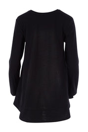 Product shot of The Long Sleeve Swing Tee in colour Black (Black), from the back
