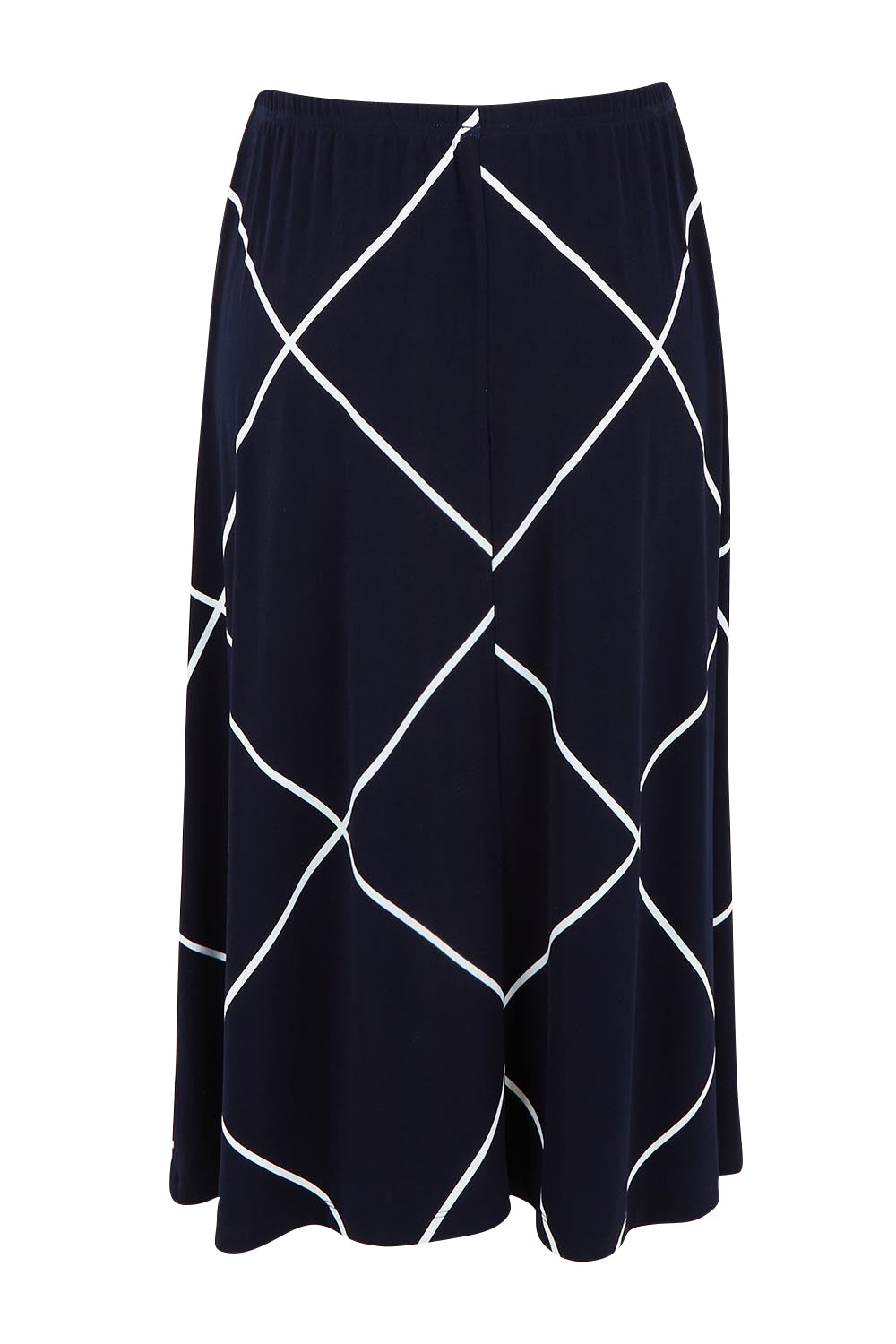 Product shot of The Pull On Skirt in colour Navywhite (Blue), from the back