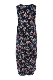 Product shot of The Print Layered Maxi in colour Navyprint (Blue), from the back