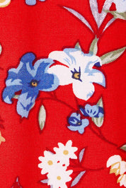 Product shot of The Print Layered Maxi in colour Redfloral (Red), detail