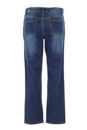 Product shot of The Boyfriend Jean in colour Mediumblue (Blue), from the back