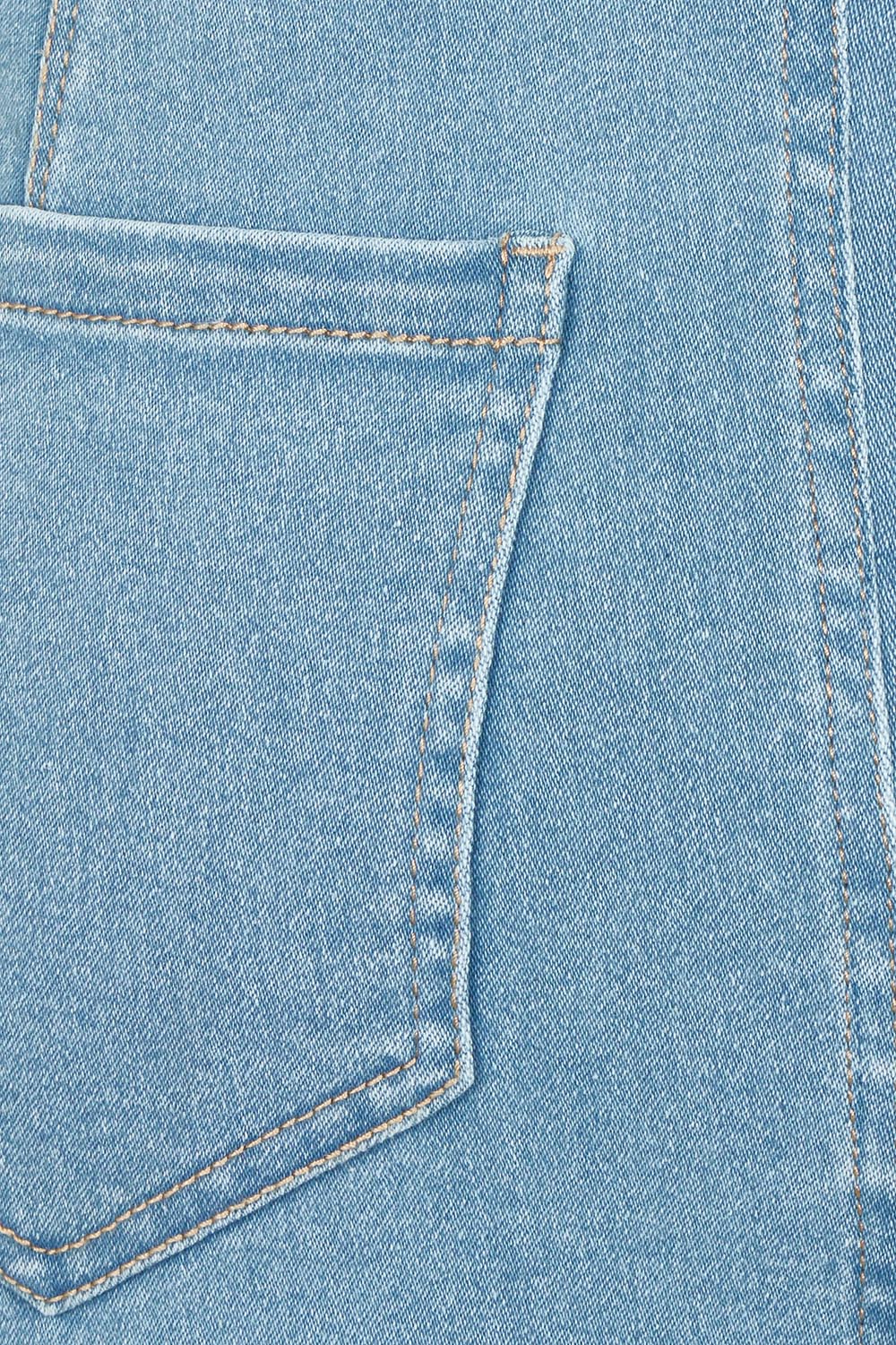 Product shot of The Pull On Denim Skirt in colour Lightdenim (Blue), detail