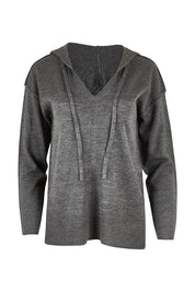 Product shot of The Hoody Knit Jumper in colour Charcoal (Grey), from the front