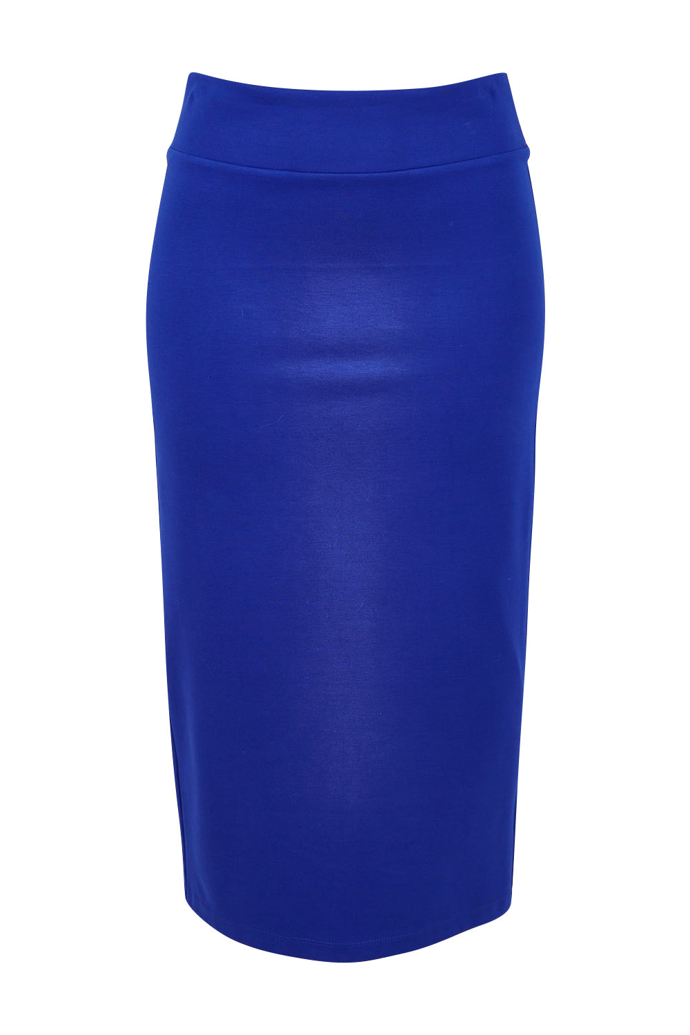 Product shot of The Ponte Pull On Midi Skirt in colour Cobaltblue (Blue), from the front