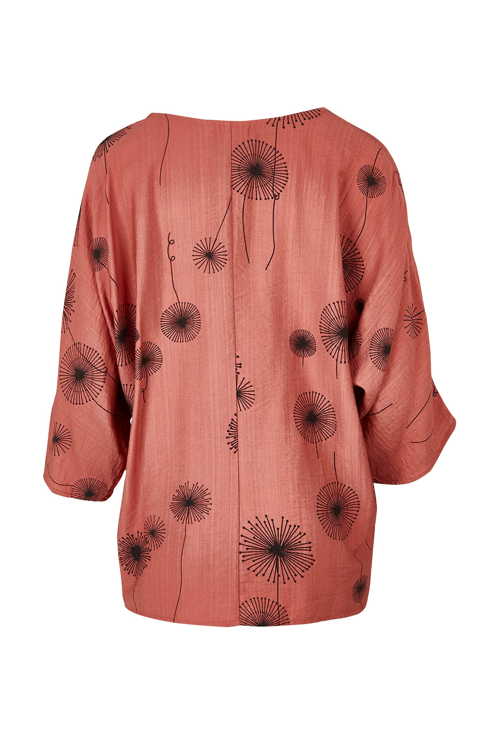 Product shot of The Relax Fit Printed Top in colour Rosecopper (Pink), from the back