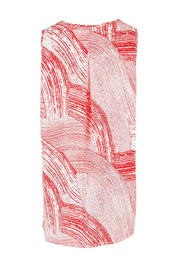 Product shot of The Trapeze Print Top in colour Redwhite (Red), from the back