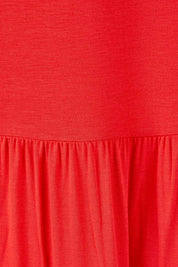 Product shot of The Tiered Tank Dress in colour Red (Red), detail