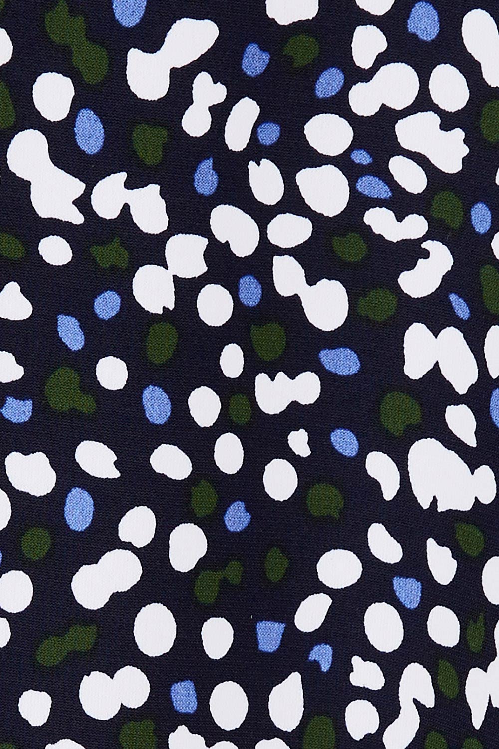 Product shot of The Printed Jersey 3/4 Sleeve Swing Tee in colour Multispot (Blue), detail