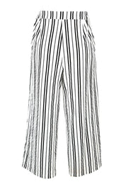 Product shot of The Striped Pull On Cullotte in colour Blackwhite (Black), from the back