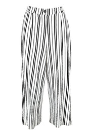 Product shot of The Striped Pull On Cullotte in colour Blackwhite (Black), from the front