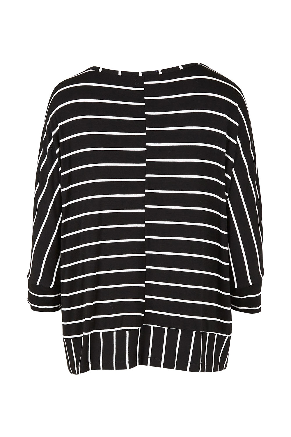 Product shot of The Striped Blocked Tee in colour Blackwhite (Black), from the back