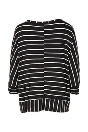 Product shot of The Striped Blocked Tee in colour Blackwhite (Black), from the back