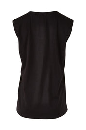 Product shot of The Lace Insert Tank in colour Black (Black), from the back