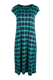 Product shot of The Keepers Check Sun Dress in colour Navycheck (Blue), from the front
