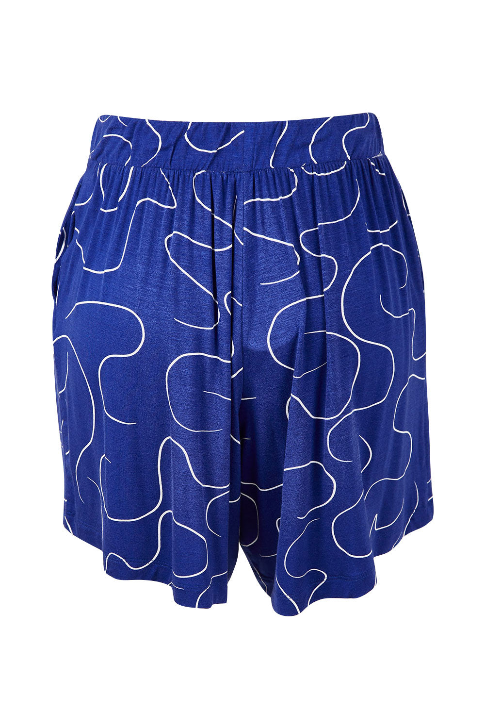 Product shot of The Printed Summer Jersey Short in colour Royalblue (Blue), from the back