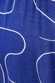 Product shot of The Printed Summer Jersey Short in colour Royalblue (Blue), detail