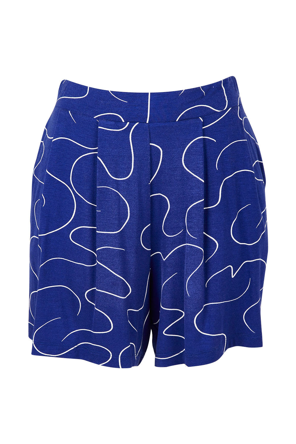 Product shot of The Printed Summer Jersey Short in colour Royalblue (Blue), from the front