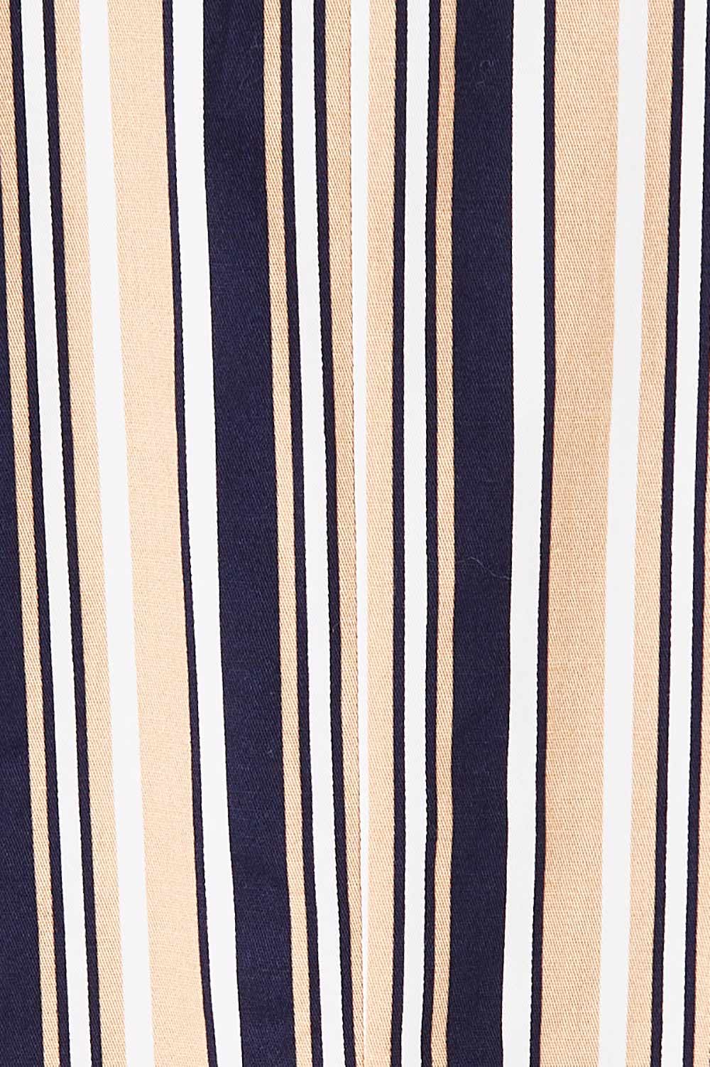 Product shot of The Striped Boyfriend Blazer in colour Camelstrip, detail