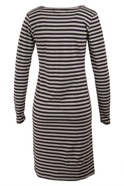 Product shot of The Everyday Midi Dress in colour BlackGrey (Grey), from the back