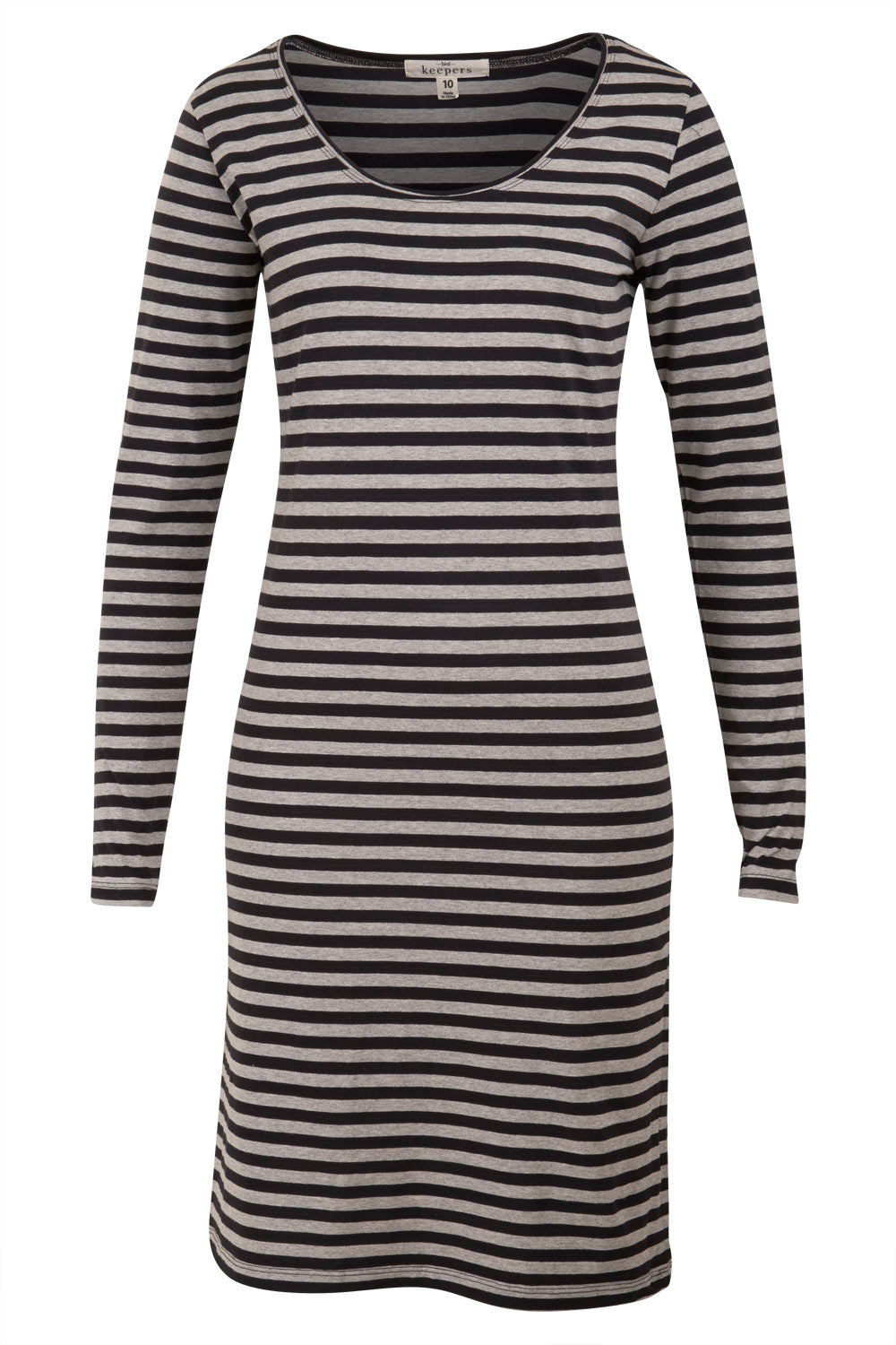 Product shot of The Everyday Midi Dress in colour BlackGrey (Grey), from the front
