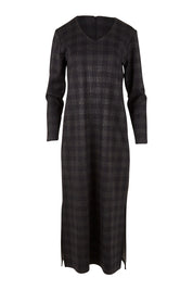 Product shot of The Ponte Check Dress in colour Blackgrey (Black), from the front