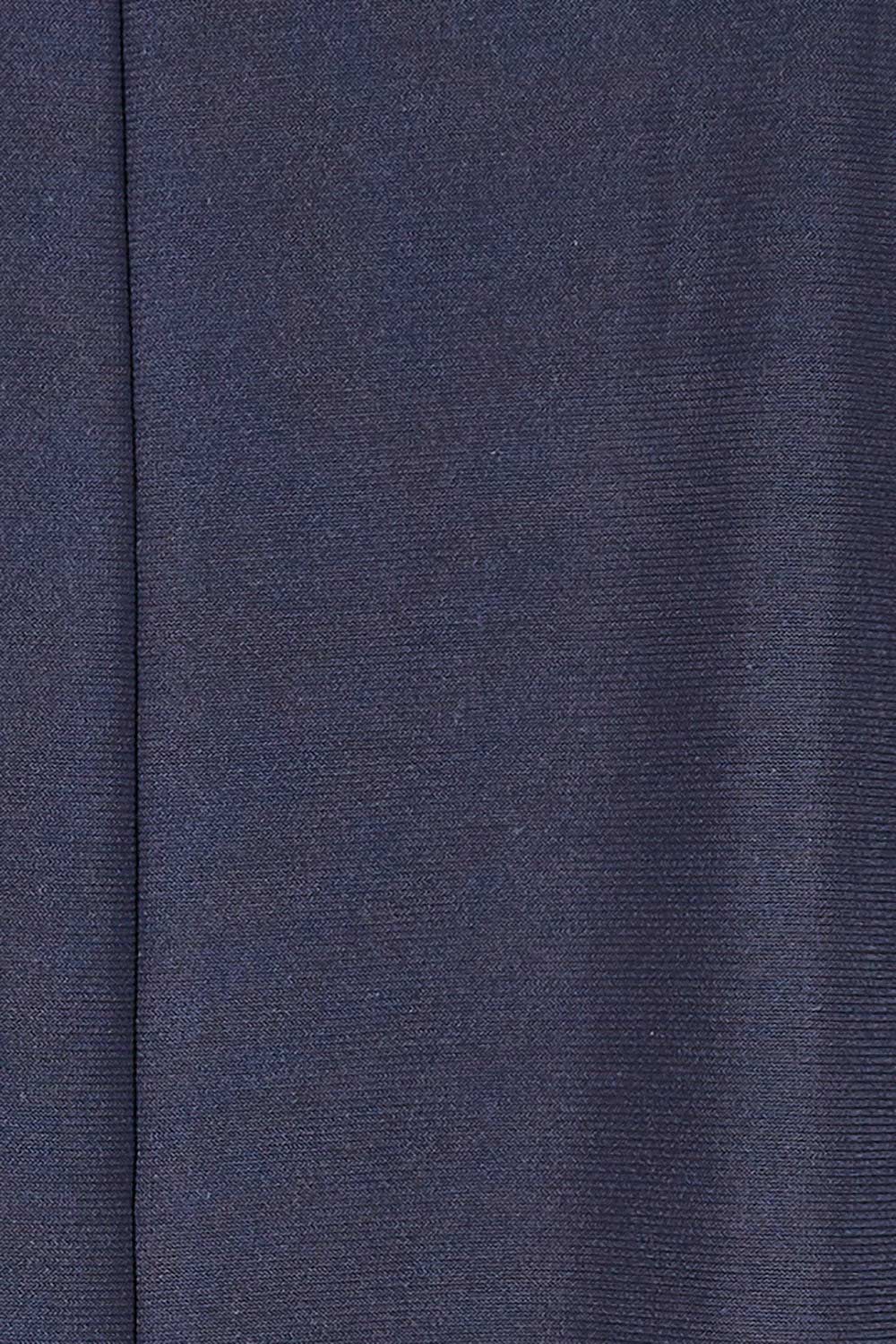Product shot of The Recycled V Neck Wide Band Tee in colour Navy (Blue), detail