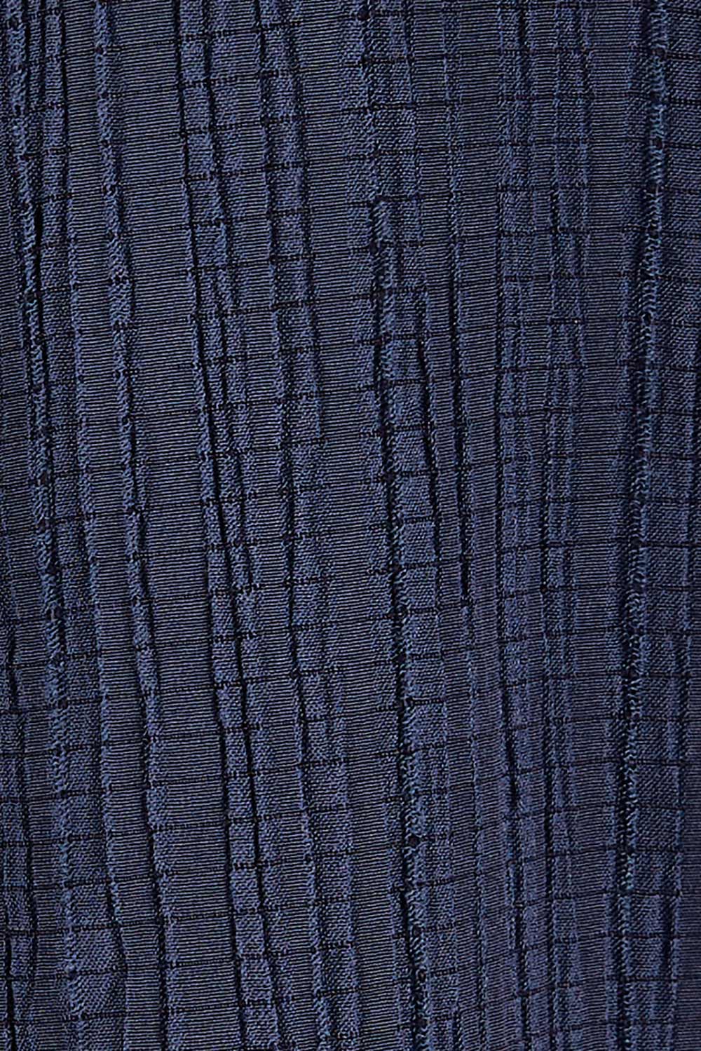Product shot of The Nehru Collar Textured Top in colour Navy (Blue), detail