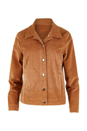 Product shot of The Cord Casual Jacket in colour Camel, from the front