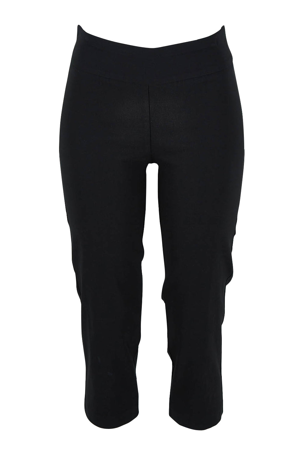 Product shot of The Contour Capri Pant in colour Black (Black), from the front