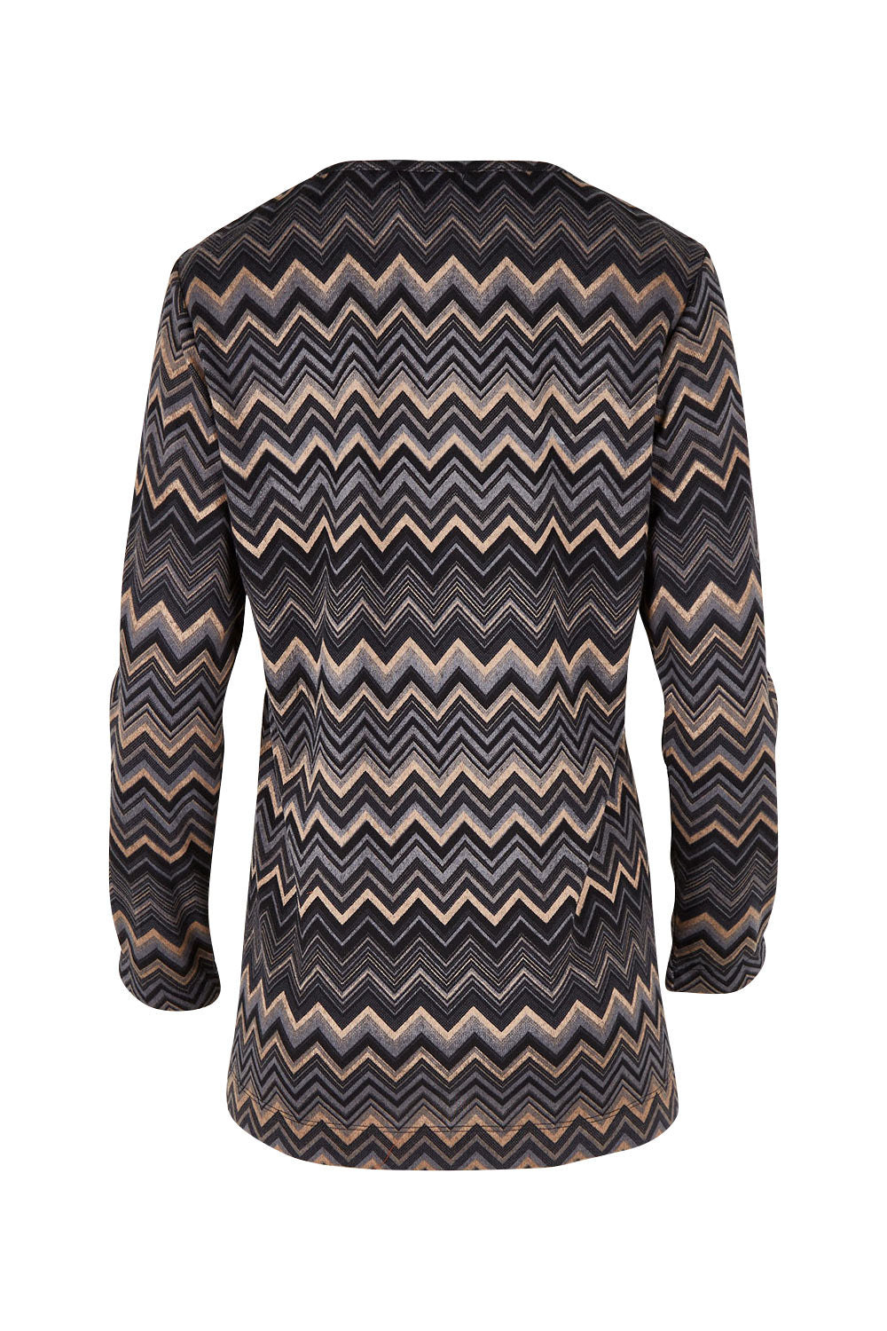 Product shot of The Printed Crew Neck Knit Jumper in colour Multiprint (Grey), from the back