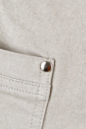 Product shot of The Cotton Blend 3/4 Pant in colour Taupe, detail
