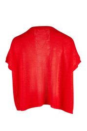 Product shot of The Short Sleeve Shrug in colour Red (Red), from the back