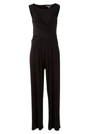 Product shot of The Cross Waist Jumpsuit in colour Black (Black), from the front