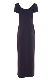Product shot of The Cap Sleeve Maxi Dress in colour SmokeyGrey (Grey), from the back