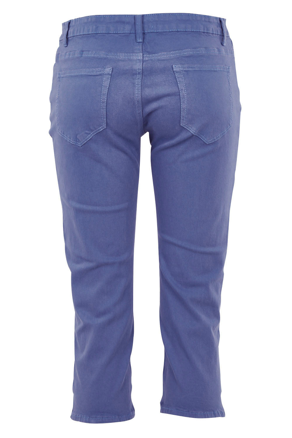 Product shot of The 3/4 Stretch Jean in colour Blue (Blue), from the back