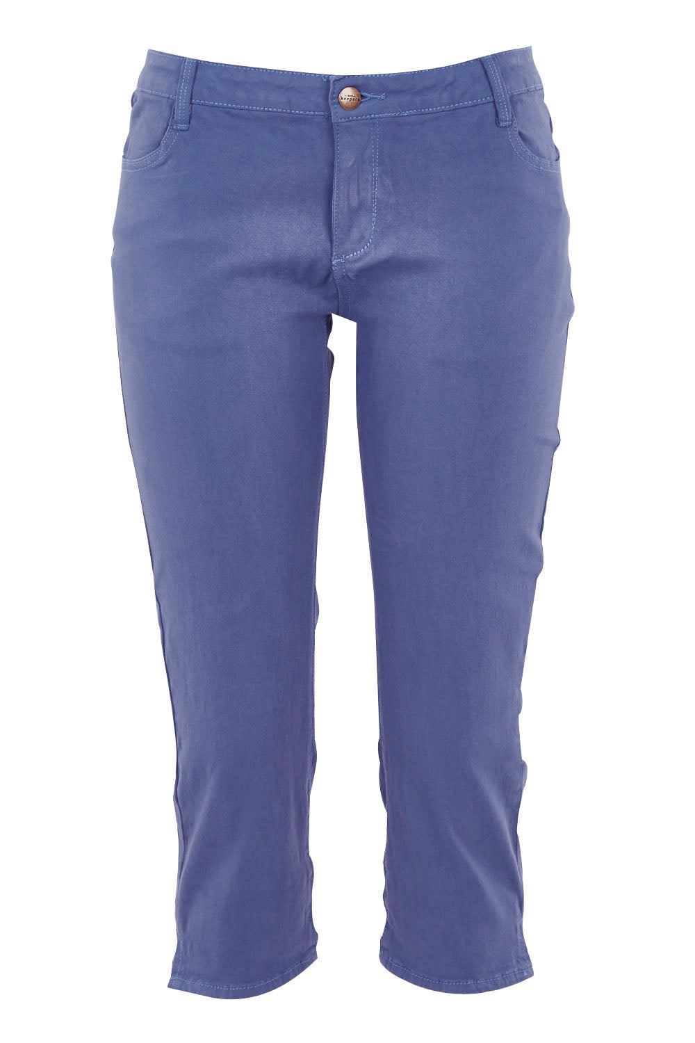 Product shot of The 3/4 Stretch Jean in colour Blue (Blue), from the front