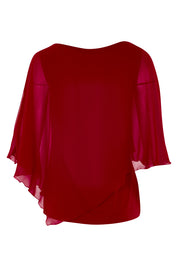 Product shot of The Overlay Top in colour Red (Red), from the back