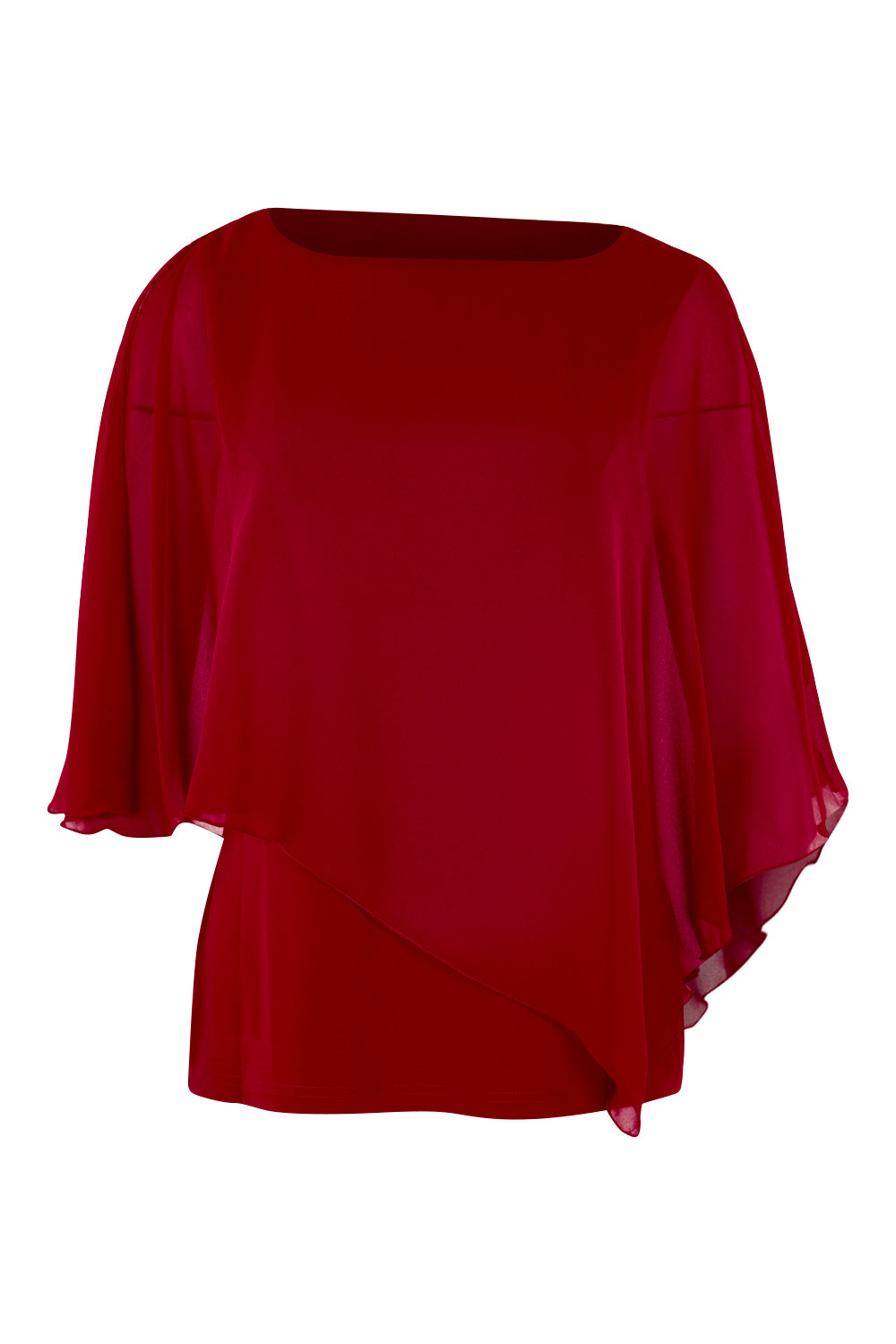 Product shot of The Overlay Top in colour Red (Red), from the front