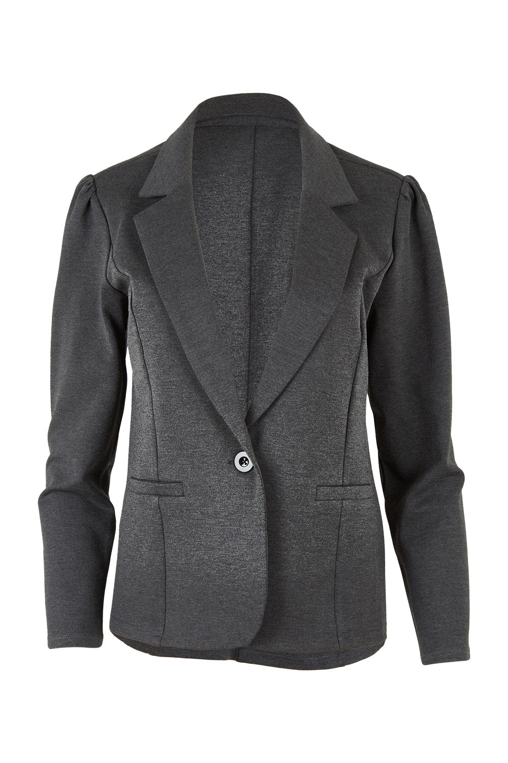 Product shot of The Ponte Blazer in colour GreyMarle (Grey), from the front