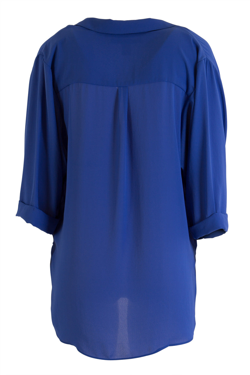 Product shot of The Cross Over Blouse in colour RoyalBlue (Blue), from the back