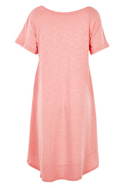 Product shot of The Swing Dress in colour Pink (Pink), from the back