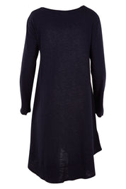 Product shot of The Long Sleeve Swing Dress in colour Navy (Blue), from the back