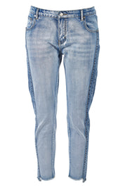 Product shot of The Step Hem Jean in colour Blue (Blue), from the front