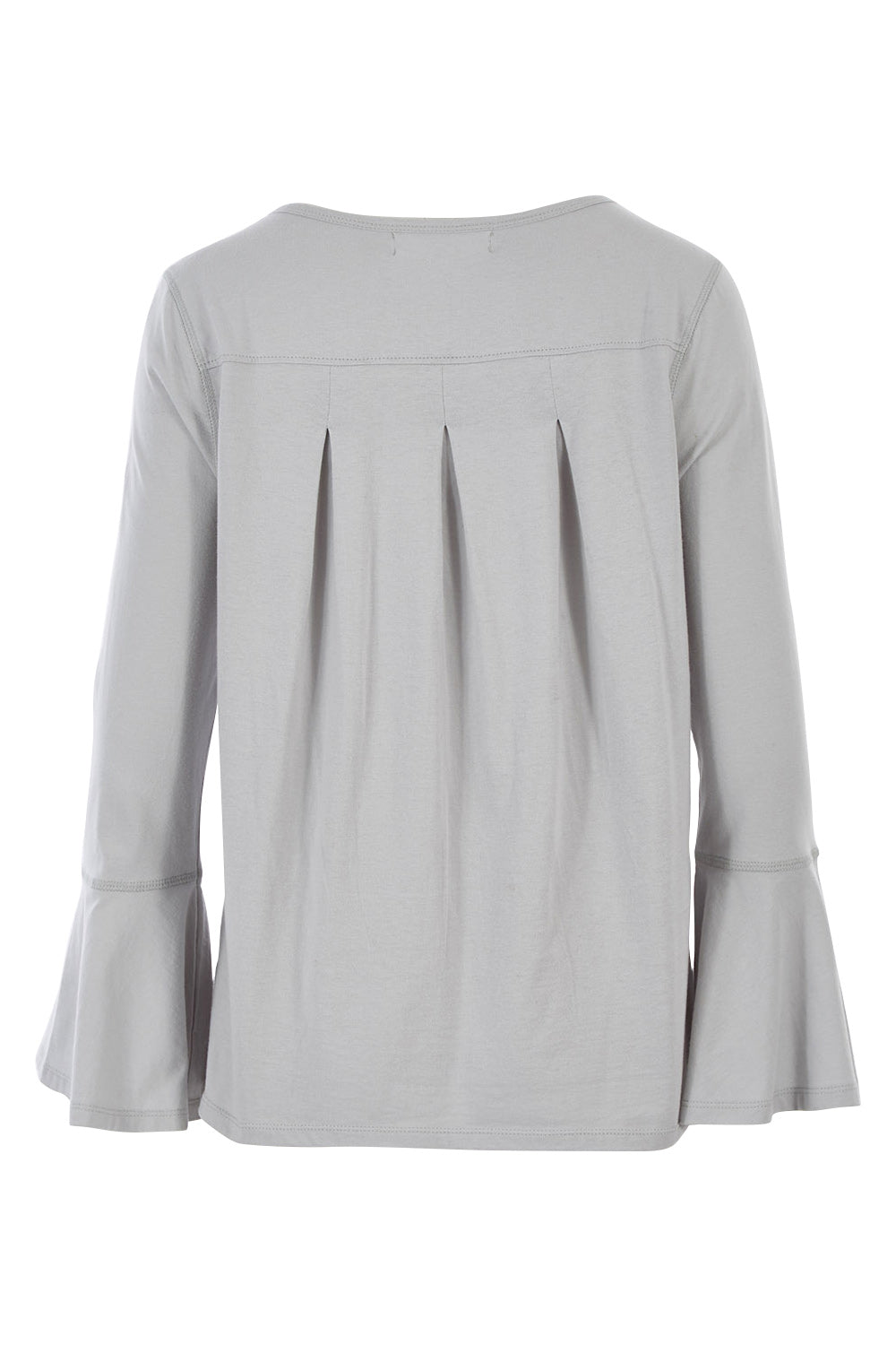 Product shot of The Bell Sleeve Top in colour Grey (Grey), from the back