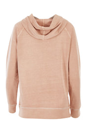 Product shot of The Tie Detail Hoody in colour Pink (Black), from the back