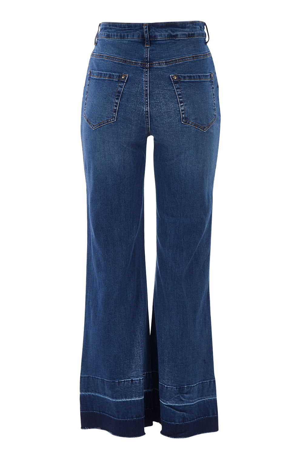Product shot of The Bootcut Jean in colour Denim (Blue), from the back