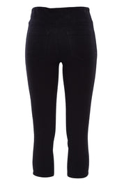Product shot of The Cropped Skinny Pull On Jean in colour Black (Black), from the back