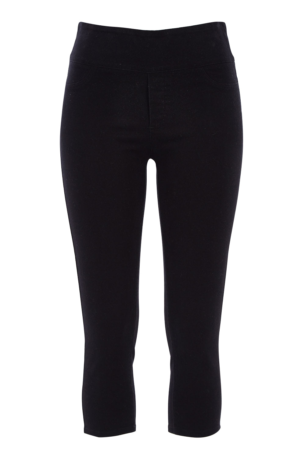 Product shot of The Cropped Skinny Pull On Jean in colour Black (Black), from the front