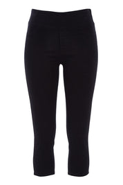 Product shot of The Cropped Skinny Pull On Jean in colour Black (Black), from the front